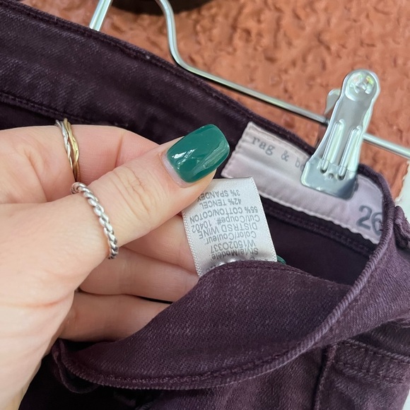 Rag And Bone Maroon Purple Skinny Jeans Logo Size 26 - Picture 4 of 8